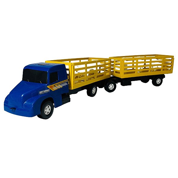 Há um caminhão de brinquedo que é amarelo e azul generativo ai