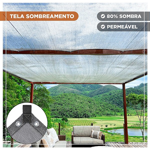 Tela Shade Pergolado Cinza 80% 3x6