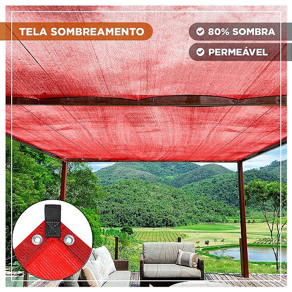 Tela Shade Pergolado Vermelho 80% 4x3,5