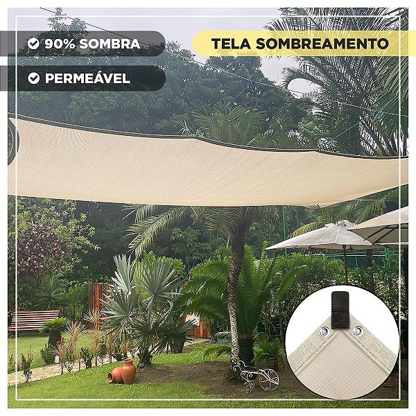 Tela Sombreamento Decorativo 90% Bege 5x9,5