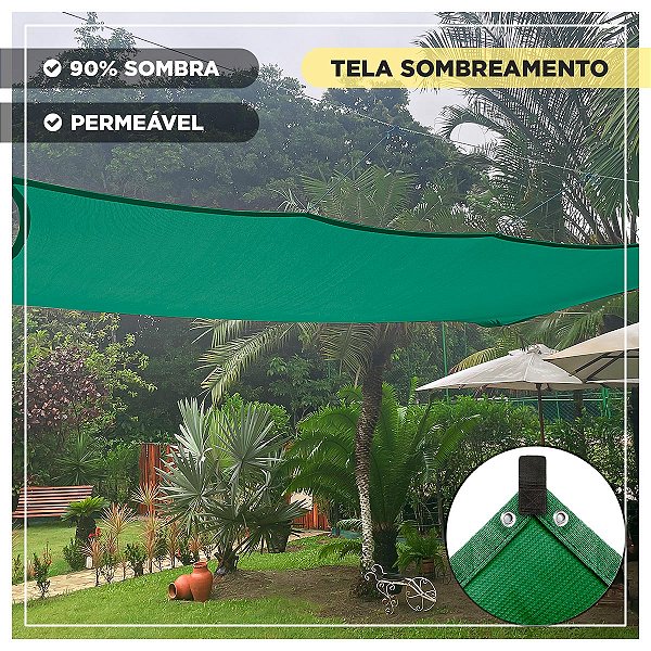 Tela Sombreamento Decorativo 90% Verde 4x10