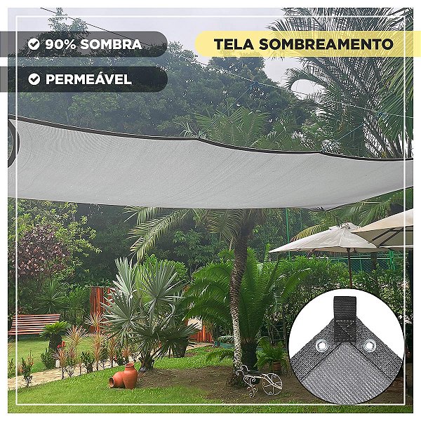 Tela Sombreamento Decorativo 90% Cinza 4x8