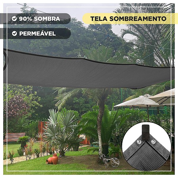 Tela Sombreamento Decorativo 90% Preto 3x3