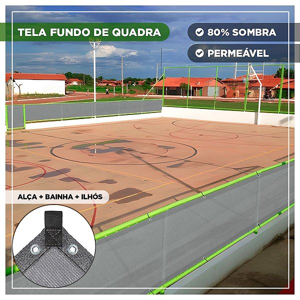 Tela Fundo De Quadra Esportiva Cinza 1,5m x 16m