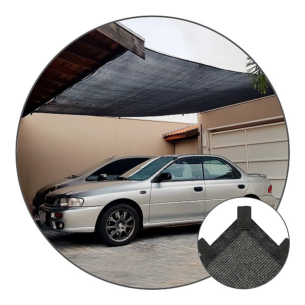 Tela Toldo Garagem Estacionamento 80% Preto 2x3,5 Acabamento