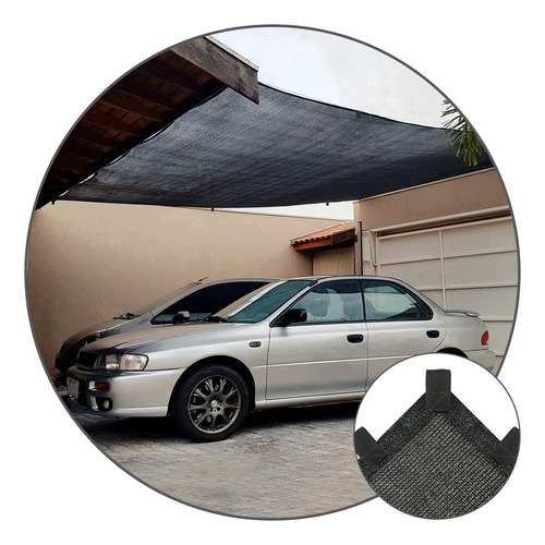 Tela Toldo Garagem Estacionamento 80% Preto 3x9 Acabamento