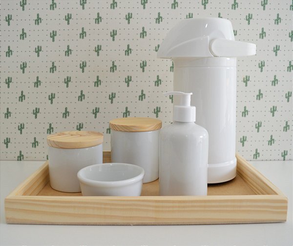 Kit Higiene Bebê K070 Porcelanas Bandeja Pinus Térmica Banho - Ciranda Arte  Criativa