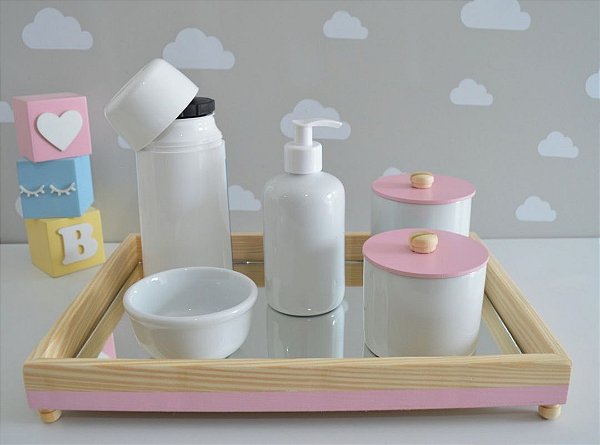 Kit Higiene Porcelana Bebê Rosa bebê + Garrafa Térmica 250ml - Ciranda Arte  Criativa
