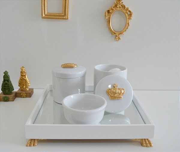 Kit Higiene Porcelana Bebê Bandeja Maternidade Coroa