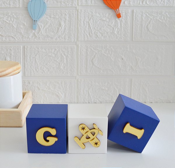 Kit 3 Dourado Enfeite Bebê Quarto Nome Personalizado Bancada