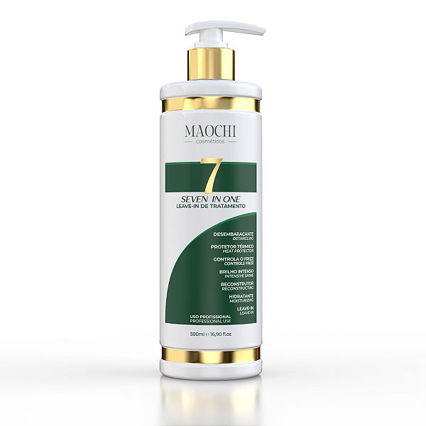 Leave-in 7in1 Fluído Capilar Profissional Protetor Térmico Para Escovação Tratamento Capilar Brilho e Maciez 500ml Maochi Cosméticos