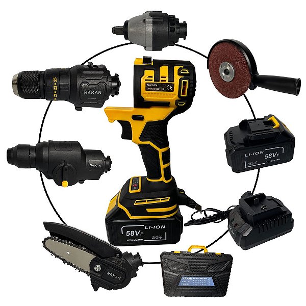 Kit Ferramentas intercambiável a Bateria 5 Em 1 58v Brushles