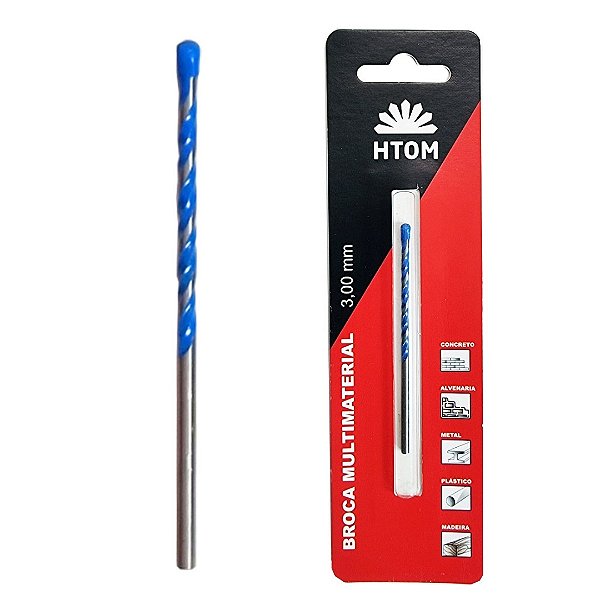 Broca Multimaterial Fura tudo 3 x 75mm ponta metal duro Htom