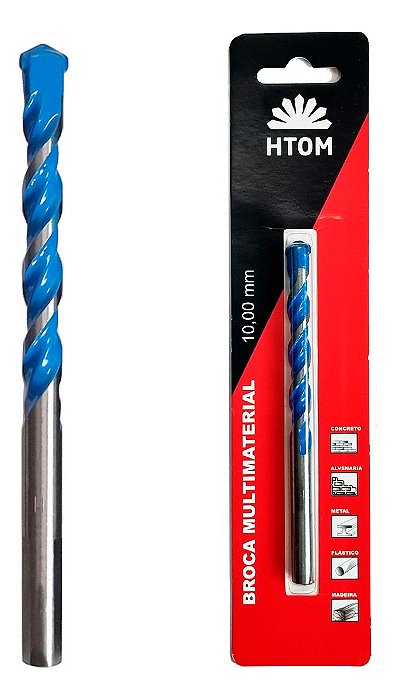 Broca Multimaterial Fura tudo 10x120mm ponta metal duro Htom