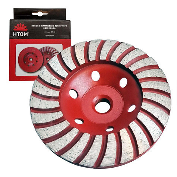 Rebolo Disco Diamantado 100mm Rosca M14 P/ Esmerilhadeira