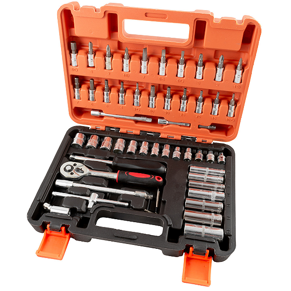 Kit Jogo De Chaves Catraca Soquete Crv53 Peças Profissional