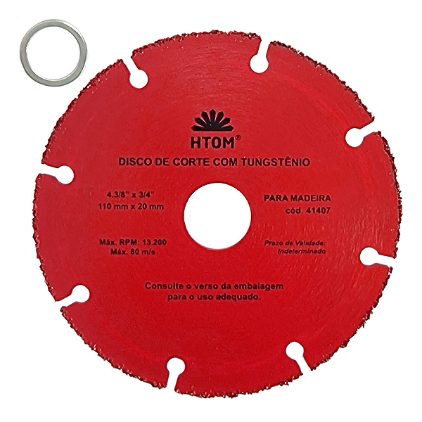 Disco De Corte Com Tungstênio para Madeira 110mm Htom