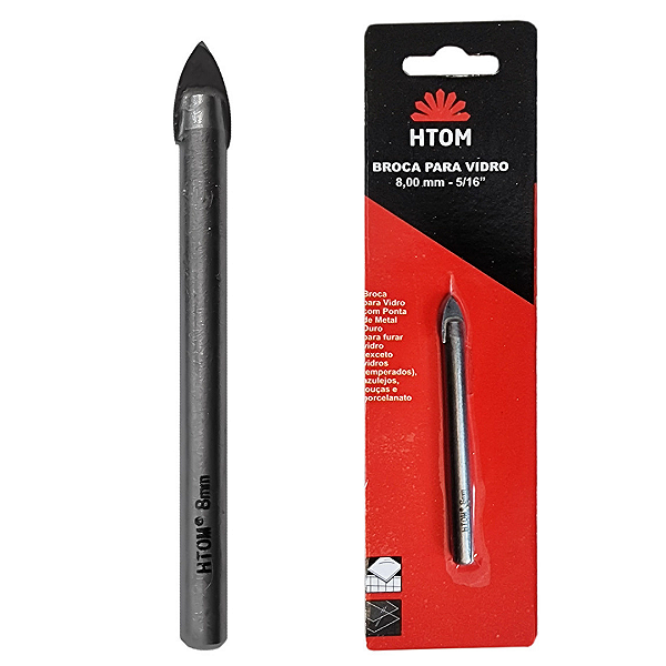 Broca Para Vidro 8mm Porcelanato Cerâmica Metal Duro Htom