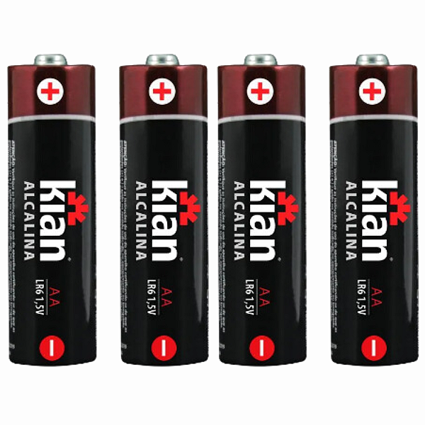 Pilha alcalina  AA LR6 1,5v Pequena Kian Com 4 Unidades