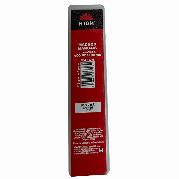Jogo Macho Manual M 3X0,5mm Aço Liga Ws Com 2pcs Htom