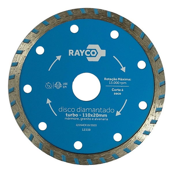 Disco De Corte Diamantado Turbo 110mm Fino p/mármore rayco