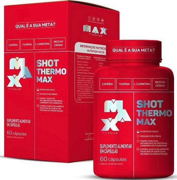 Shot Thermo Max 60cps Cafeína Taurina L-carn - Max Titanium Pré treino Pre treino