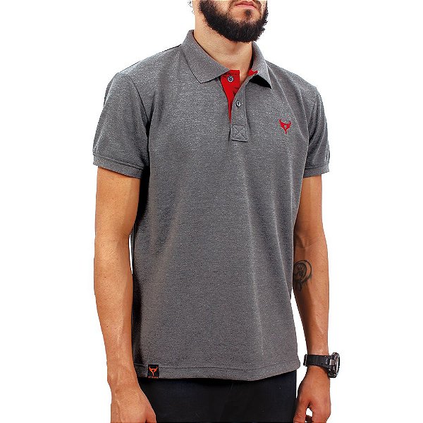 Polo Stouro Masculina - Mescla Preto