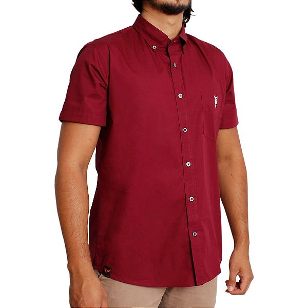 Camisa Masculina Stouro Manga Curta - Vinho