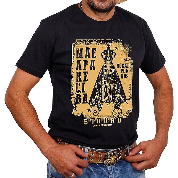 Camiseta Masculina Nossa Senhora Preta Stouro