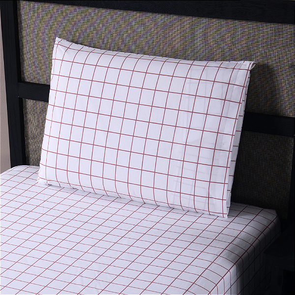 Jogo de Lençol Grid Quadriculado 2 Peças Solteiro 80% Algodão / 20% Poliéster Pe