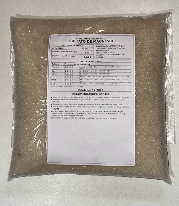 Sulfato de Magnésio Ultra 1kg para Plantas