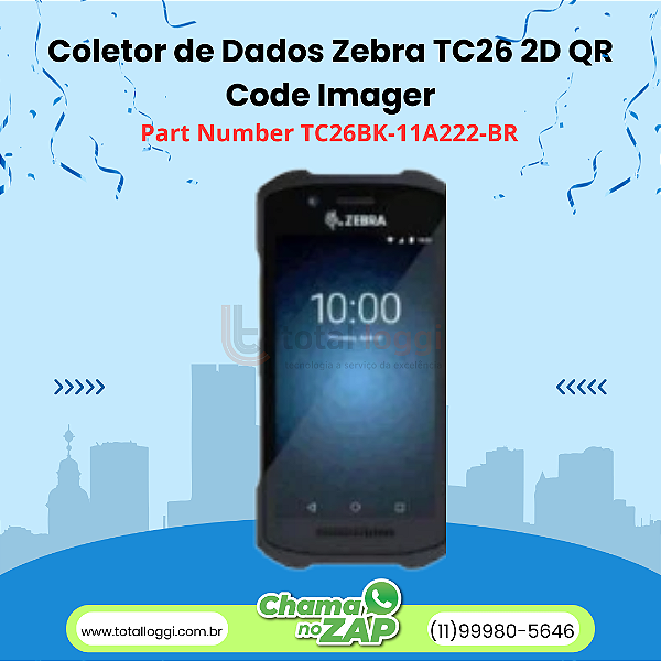Coletor de Dados Zebra TC26 QR Code Imager – Touch 5 Polegadas, Qwerty, Wi-Fi, Bluetooth