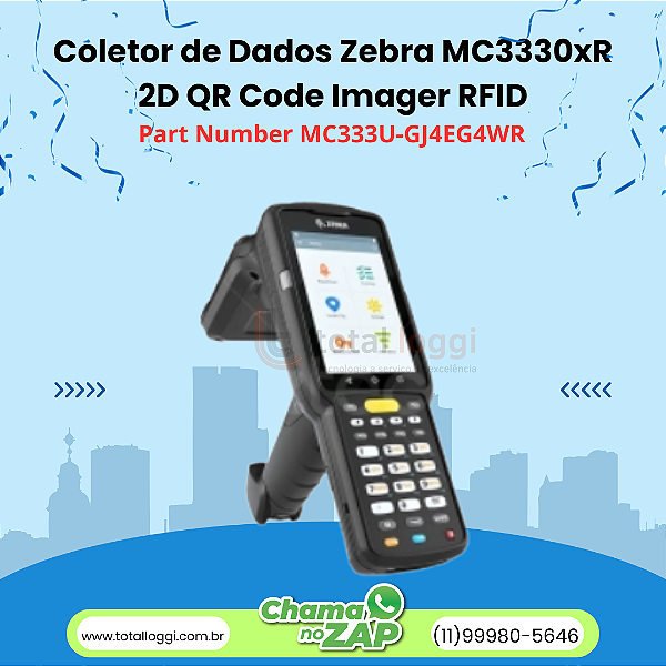 Coletor de Dados Zebra MC3330xR 2D QR Code Imager RFID