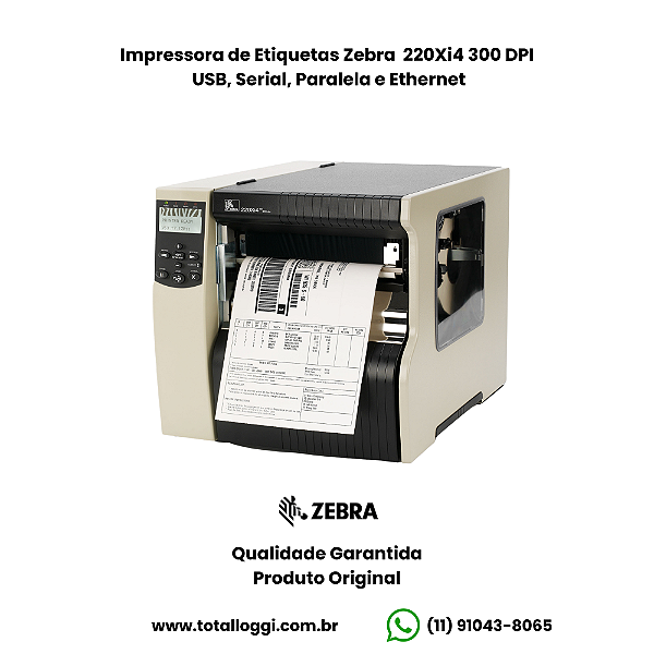 Impressora Zebra 220Xi4 300dpi com Ethernet