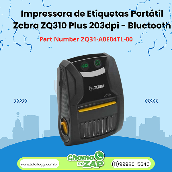 Impressora de Etiquetas Portátil Zebra ZQ310 203dpi – Bluetooth