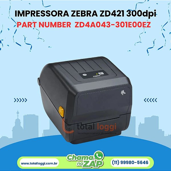 Impressora Zebra ZD421 300dpi USB e Ethernet