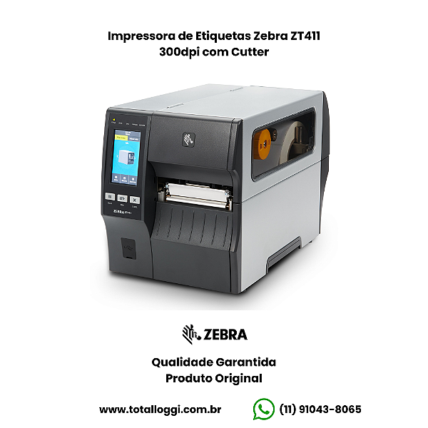 Impressora de Etiquetas Zebra ZT411 300dpi com Cutter