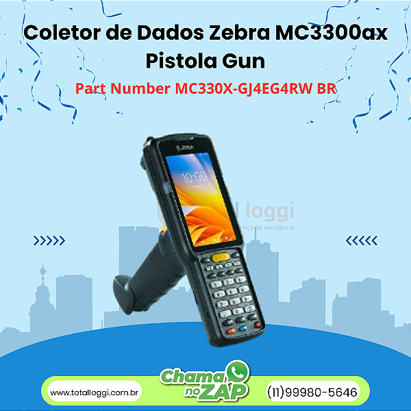 Coletor de Dados Zebra MC3300ax 2D QR Code Imager - Wi-Fi 6, Bluetooth, Android 10 - Pistola Gun