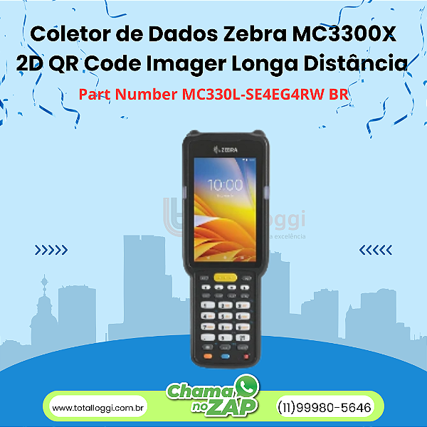 Coletor de Dados Zebra MC3300X 2D QR Code Imager Longa Distância - Shooter