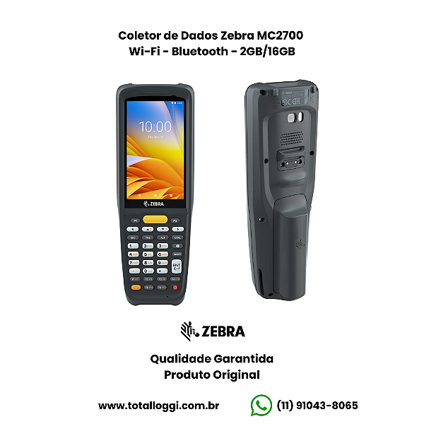 Coletor de Dados Zebra MC2700 2D QR Code Wi-Fi, Bluetooth, 4G, 3GB/32GB