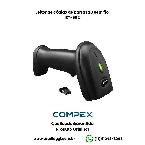 Leitor de código de barras 2D sem fio BT-962
