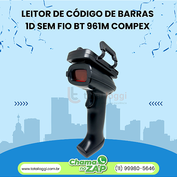 Leitor de código de barras 1D sem fio BT-961M