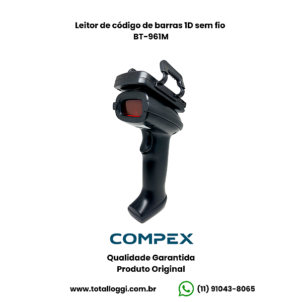 Leitor de código de barras 1D sem fio BT-961M