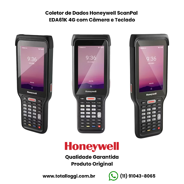 Coletor de Dados Honeywell ScanPal EDA61K 4G com Câmera e Teclado
