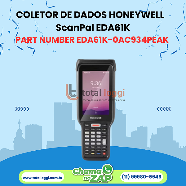 Coletor Honeywell ScanPal EDA61K Wi-Fi com Câmera e Teclado (47 teclas)