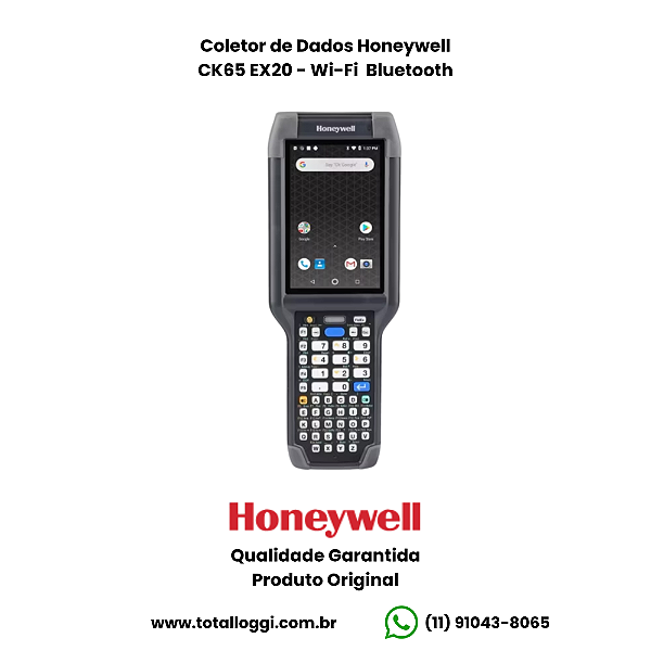 Coletor de Dados Honeywell CK65 2D QR Code Imager Longa Distância - Wi-Fi, Bluetooth