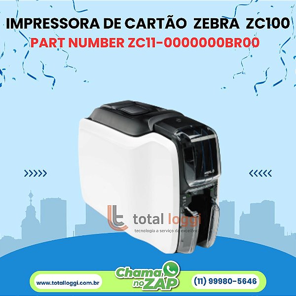 Impressora de Cartão Zebra ZC100 Uma Face - USB