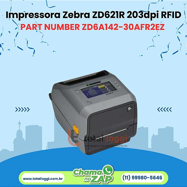 Impressora Zebra ZD621R 203dpi com RFID