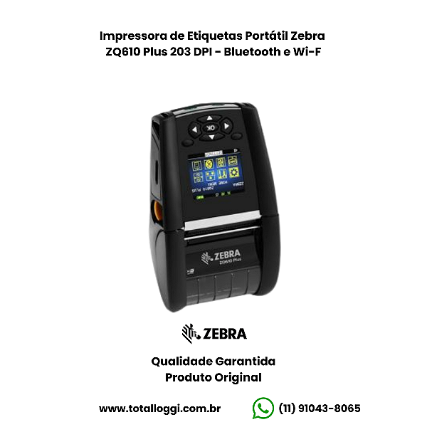 Zebra ZQ610 Plus 203dpi - Bluetooth e Wi-Fi