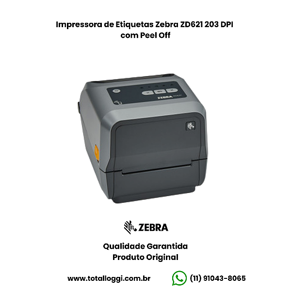 Impressora Zebra ZD621 203dpi com Peel Off – Ethernet